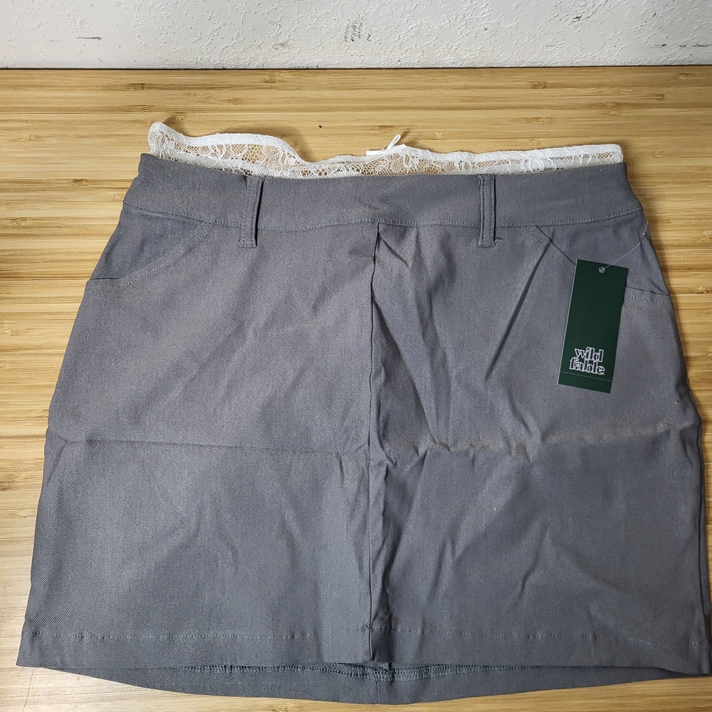 Wild Fable Gray Mini Skirt with White Lace